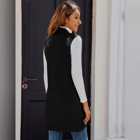 Saks 5th Avenue | Asymmetrical Draped Vest Duster | Black | Size XL - Picture 15 of 15